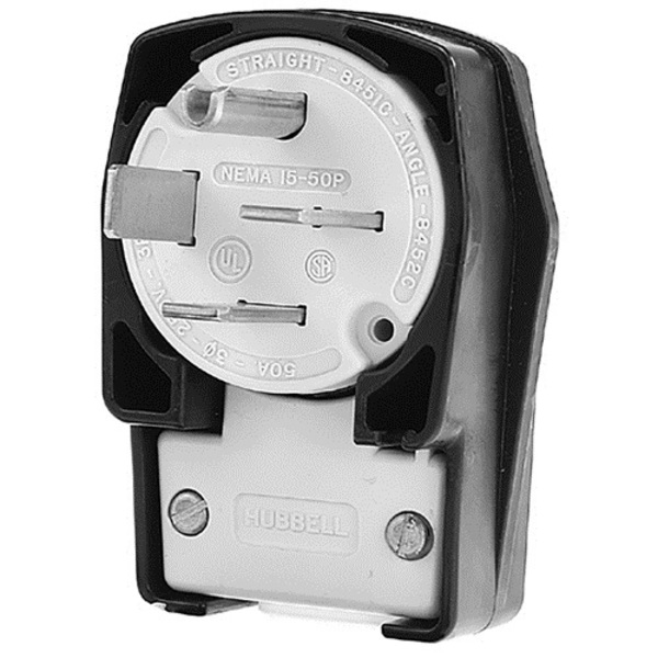 Hubbell Plug, 4-Prong50A/250 V  Angled For  - Part# 8452C 8452C
